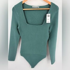 Abercrombie & Fitch Green Ribbed Bodysuit